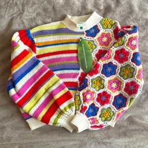 FARM Rio Rainbow Crochet Sweater